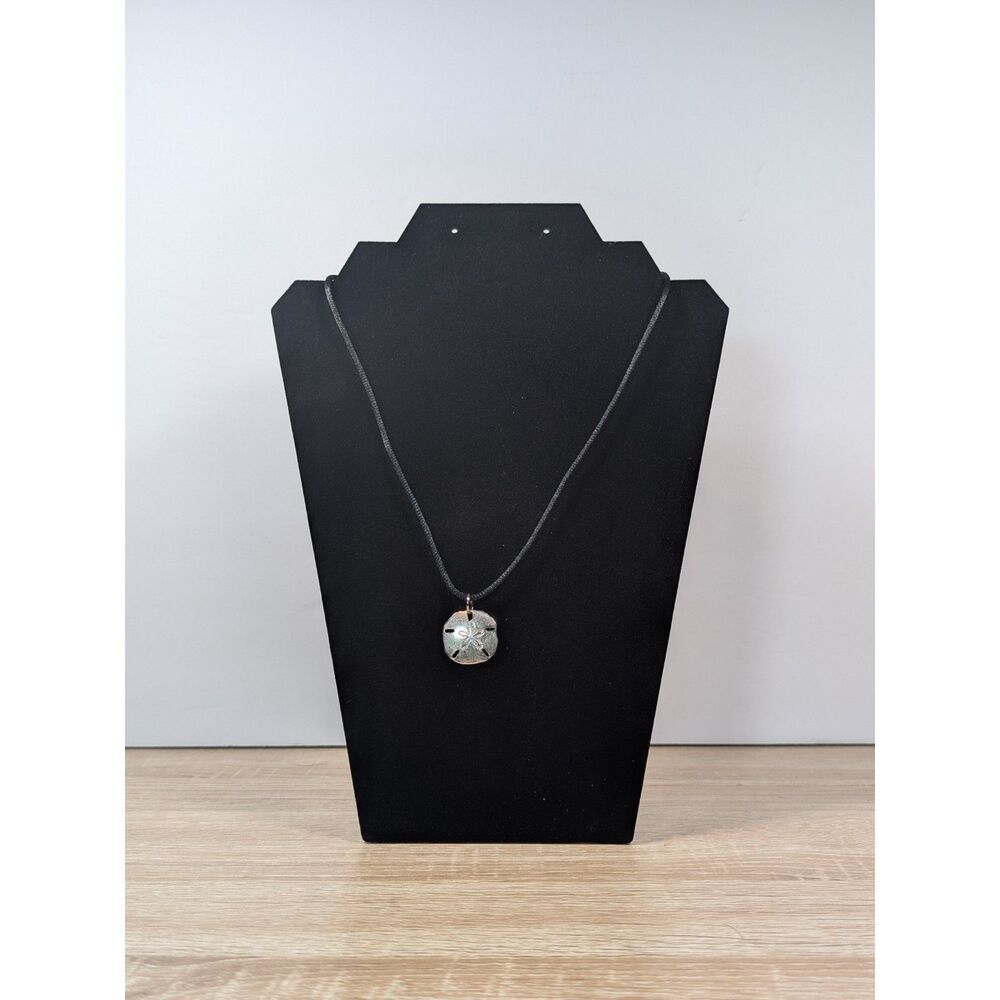 Sand Dollar Pendant Necklace – 21” Black Cord